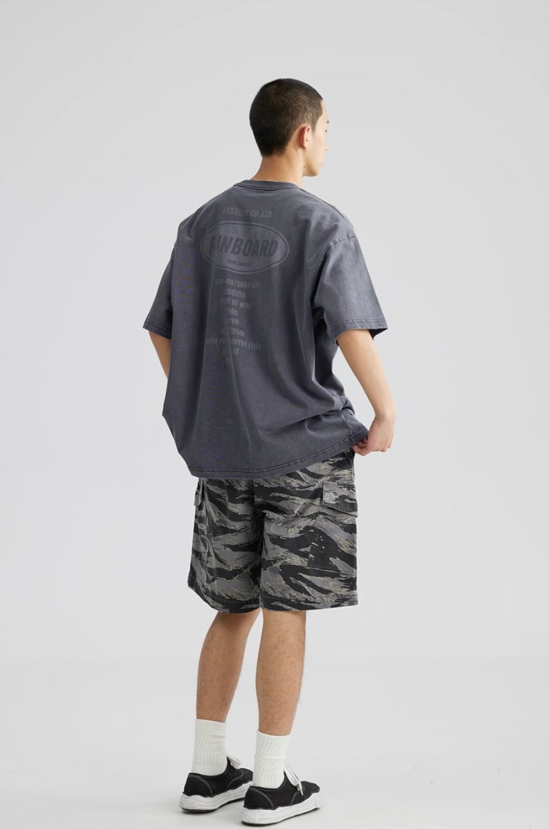 【340G】washed printed T-shirt N3577 - NNine