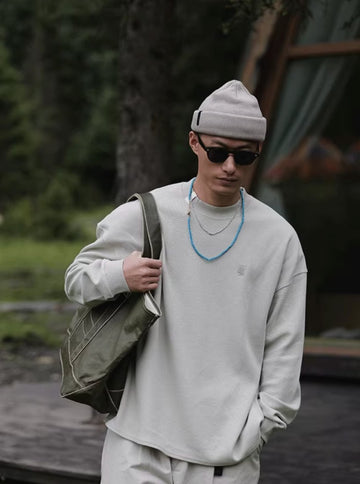 350G】Retro waffle long sleeve T-shirt / ワッフルロンT N4082