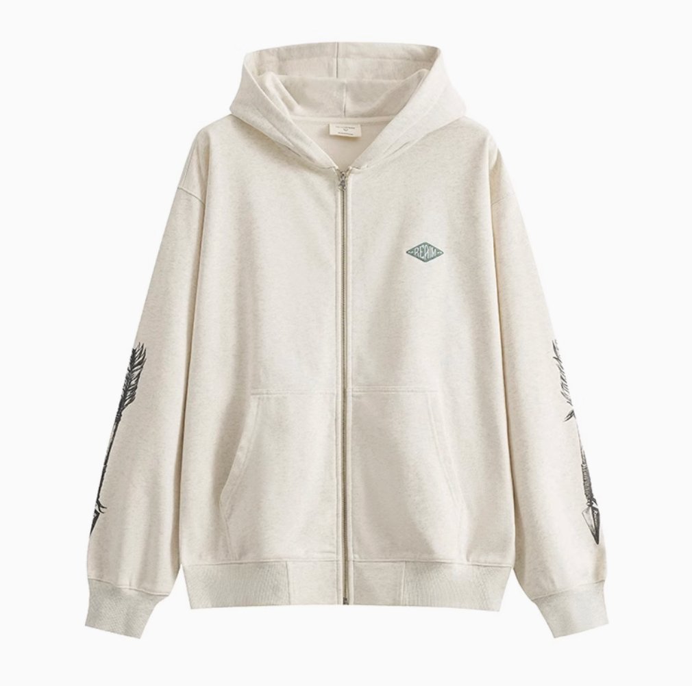 【420G】arrow sleeve print hoodie / フルジップフーディ N4664 - NNine