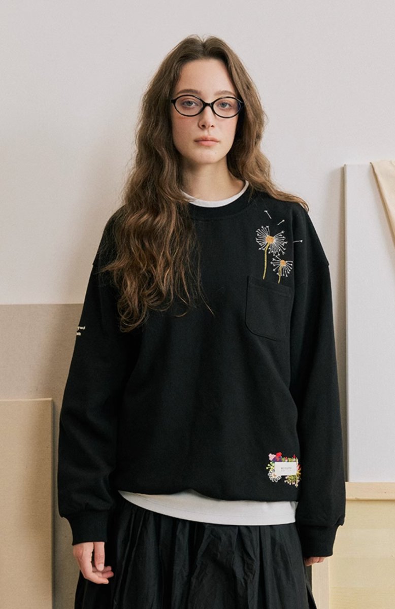 【420G】floral embroidery sweatshirt / フローラル刺繍スウェットシャツ N4213 - NNine