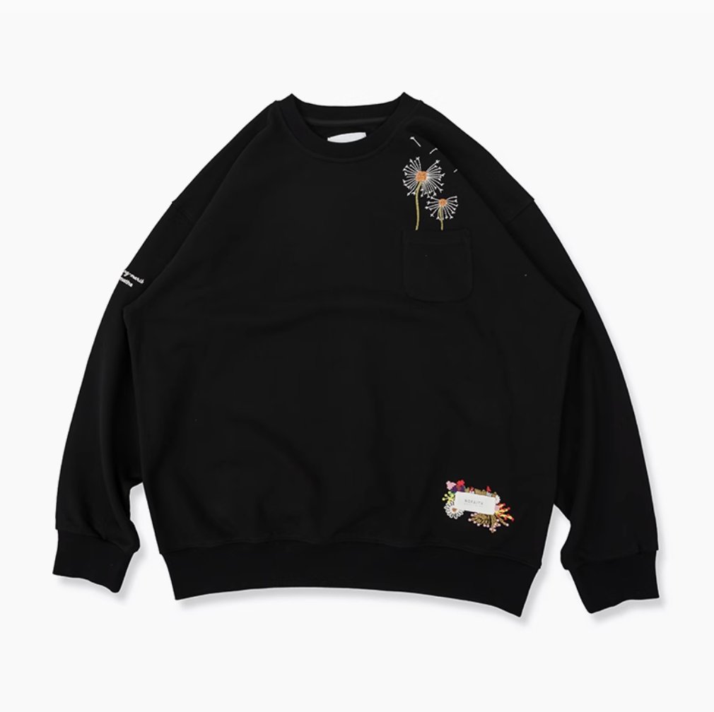【420G】floral embroidery sweatshirt / フローラル刺繍スウェットシャツ N4213 - NNine