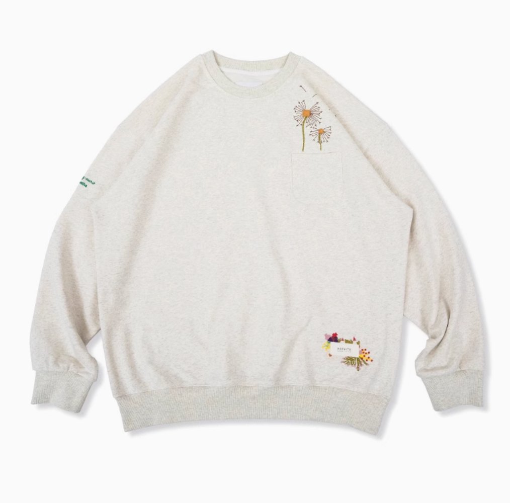 【420G】floral embroidery sweatshirt / フローラル刺繍スウェットシャツ N4213 - NNine