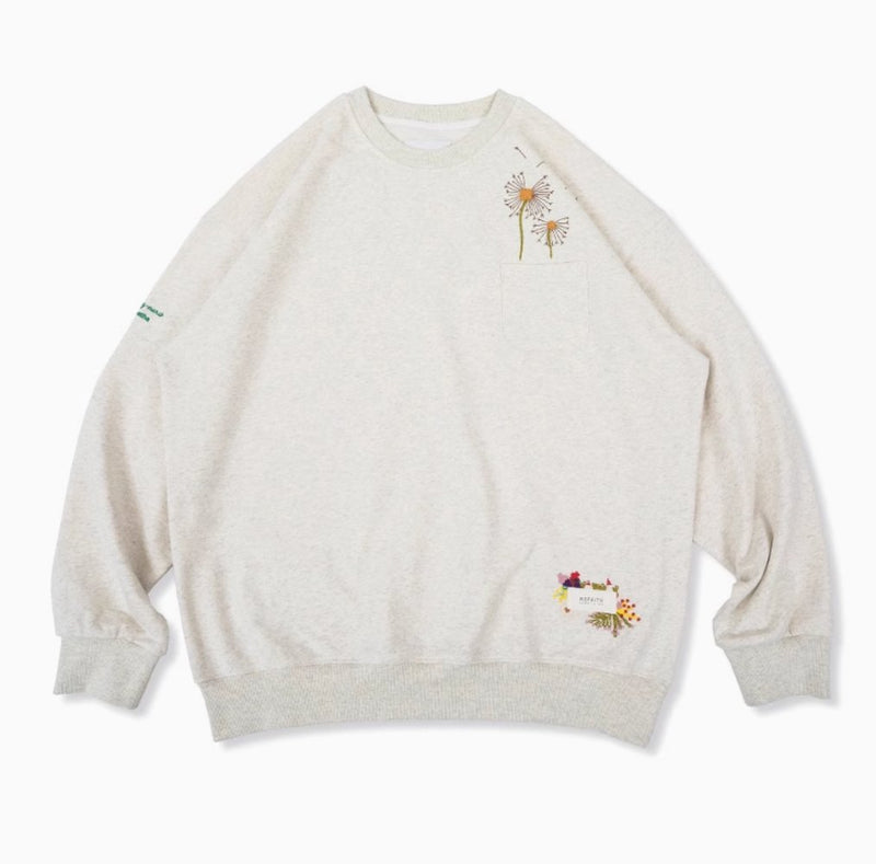 【420G】floral embroidery sweatshirt / フローラル刺繍スウェットシャツ N4213 - NNine