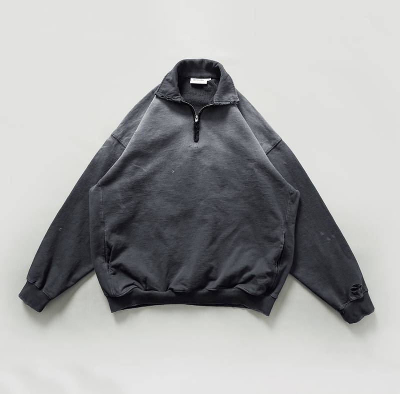 【450G】Gradient distressed half - zip sweatshirt / ダメージ加工スウェット N4809 - NNine