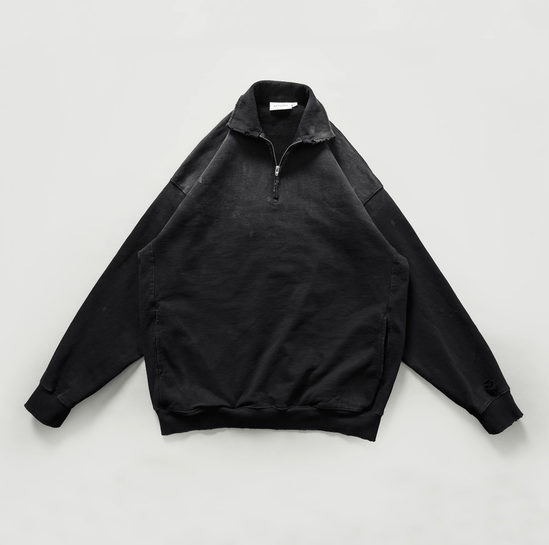 【450G】Gradient distressed half - zip sweatshirt / ダメージ加工スウェット N4809 - NNine