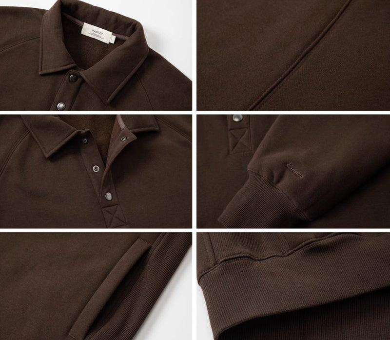 【450G】metal button sweat polo shirt N4688 - NNine