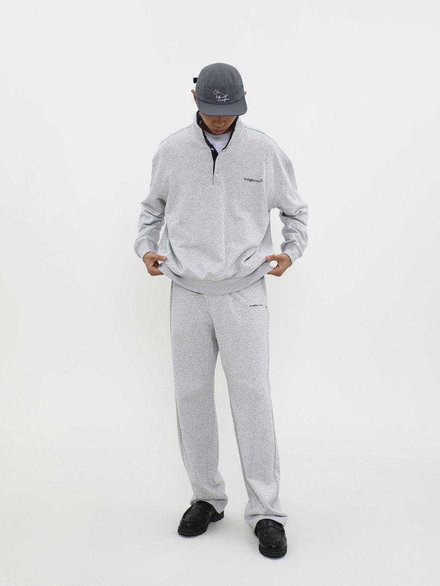 【460G】Embroidered Logo Half Snap Sweatshirt N4679 - NNine