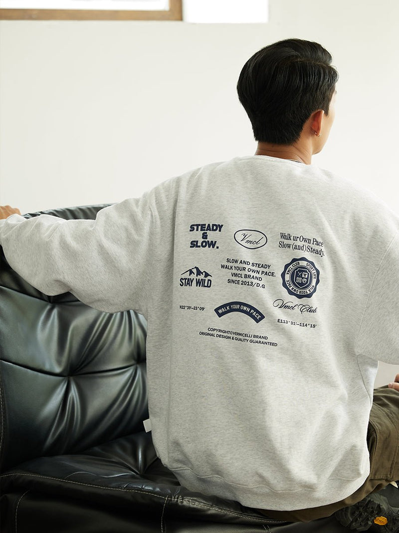 【500G】medal back print sweatshirt N3596 - NNine