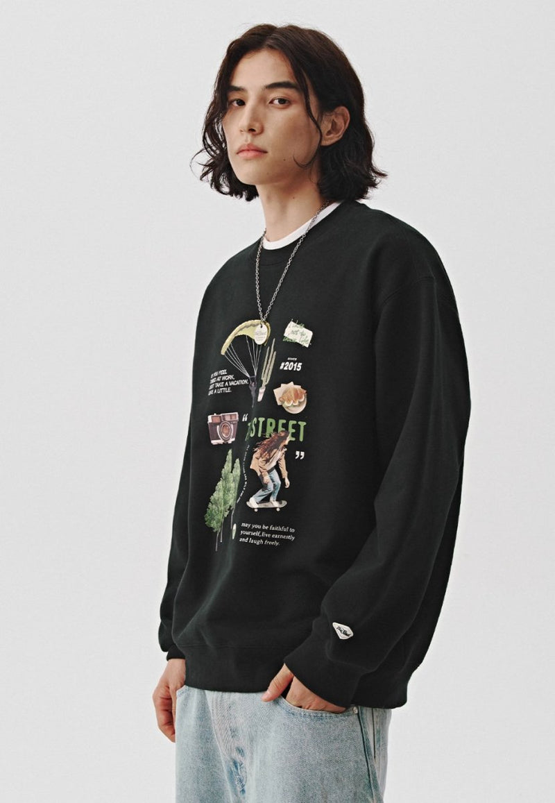 【500G】round neck print sweatshirt N4521 - NNine