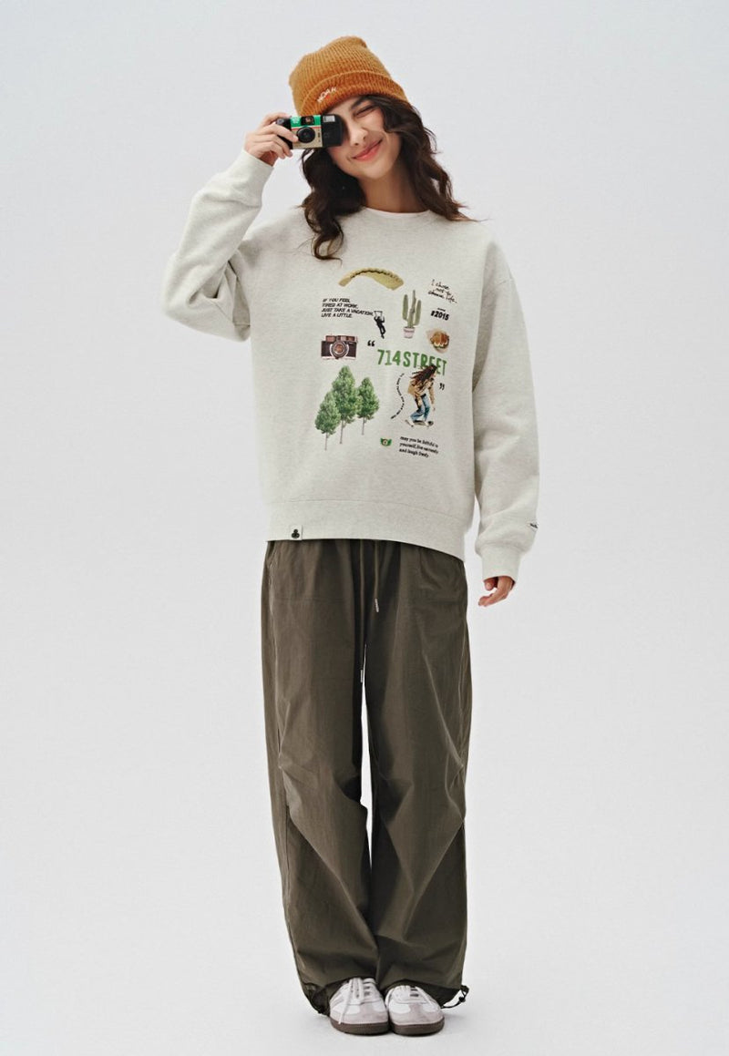 【500G】round neck print sweatshirt N4521 - NNine