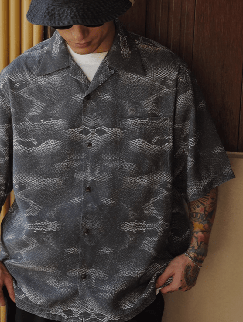 スネークプリントアロハシャツ モダール82% / Snake Print Aloha Shirt N5468 - ファッション通販NNine（ナイン）