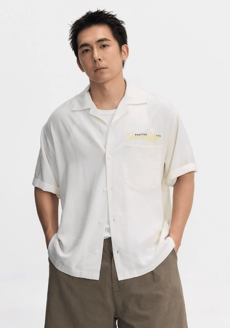 バック刺繍オープンカラーシャツ ライオセル95% / Back Embroidered Shirt N5514 - ファッション通販NNine（ナイン）