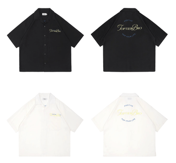 バック刺繍オープンカラーシャツ ライオセル95% / Back Embroidered