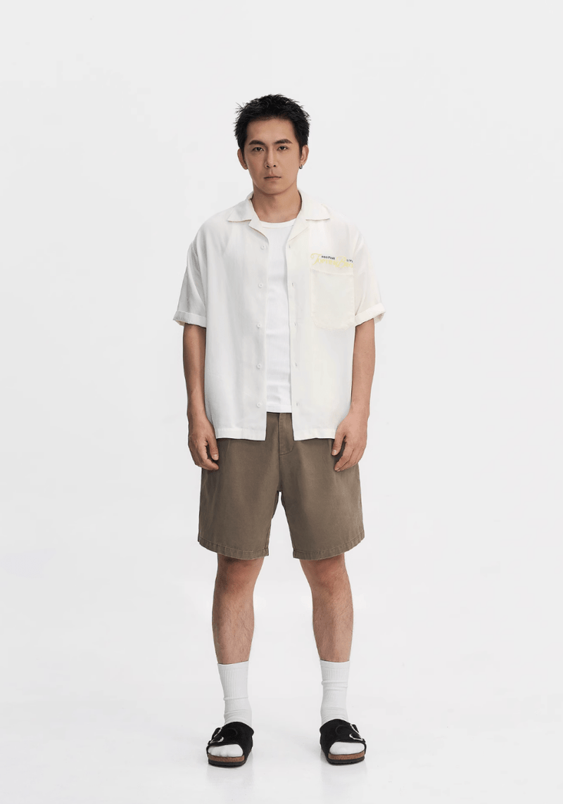 バック刺繍オープンカラーシャツ ライオセル95% / Back Embroidered Shirt N5514 - ファッション通販NNine（ナイン）