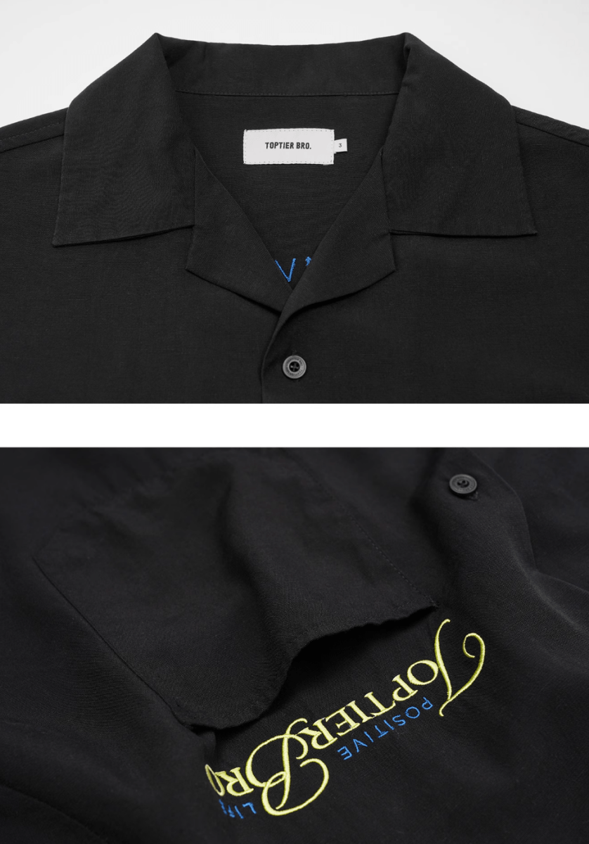 バック刺繍オープンカラーシャツ ライオセル95% / Back Embroidered Shirt N5514 - ファッション通販NNine（ナイン）