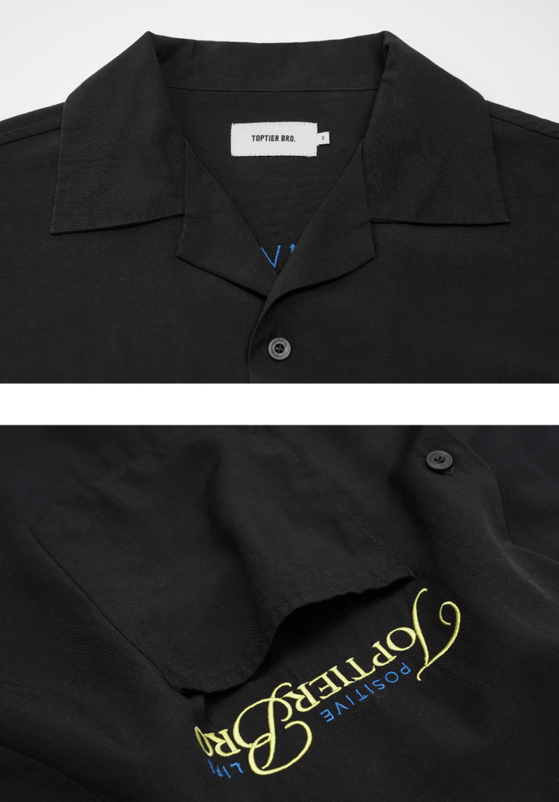 バック刺繍オープンカラーシャツ ライオセル95% / Back Embroidered Shirt N5514 - ファッション通販NNine（ナイン）
