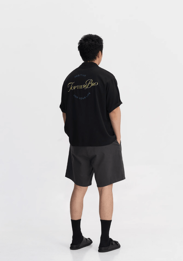 バック刺繍オープンカラーシャツ ライオセル95% / Back Embroidered Shirt N5514 - ファッション通販NNine（ナイン）