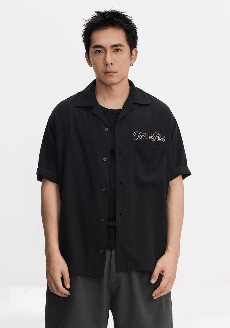 バック刺繍オープンカラーシャツ ライオセル95% / Back Embroidered Shirt N5514 - ファッション通販NNine（ナイン）