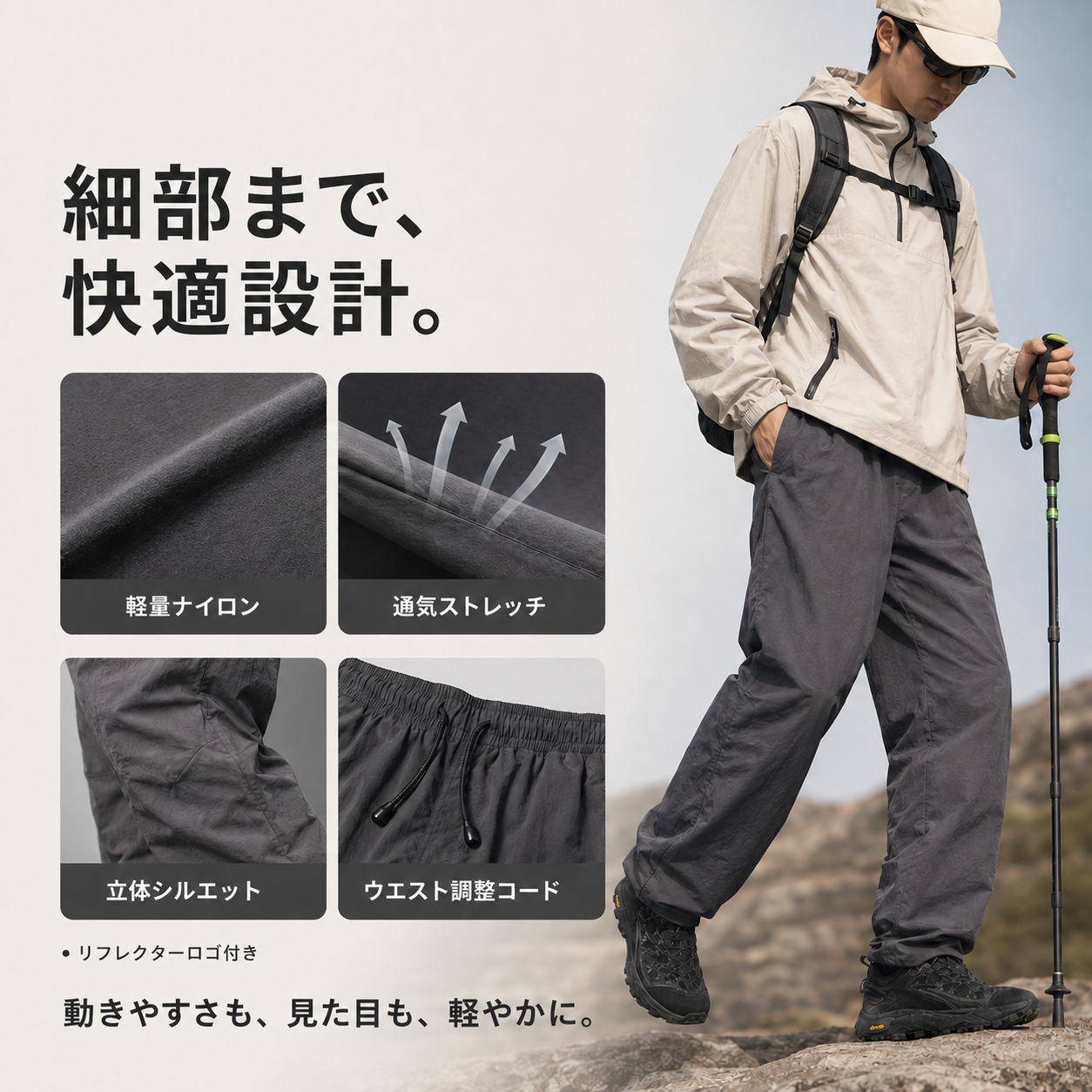 原糸UPF100+ 撥水 軽量マウンテンパンツ　N7103