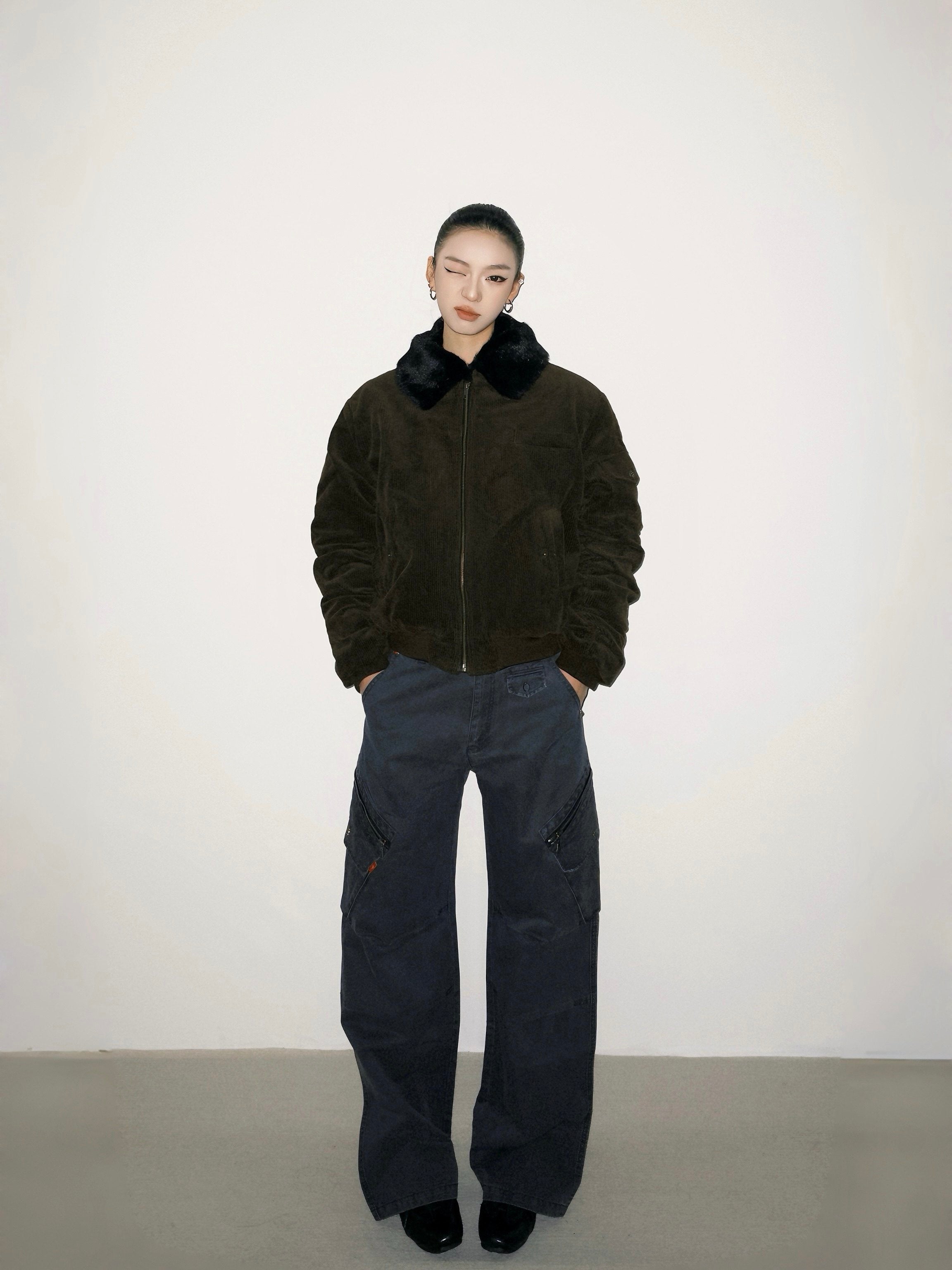 ヴィンテージウォッシュ カーキバギーカーゴ　N6518