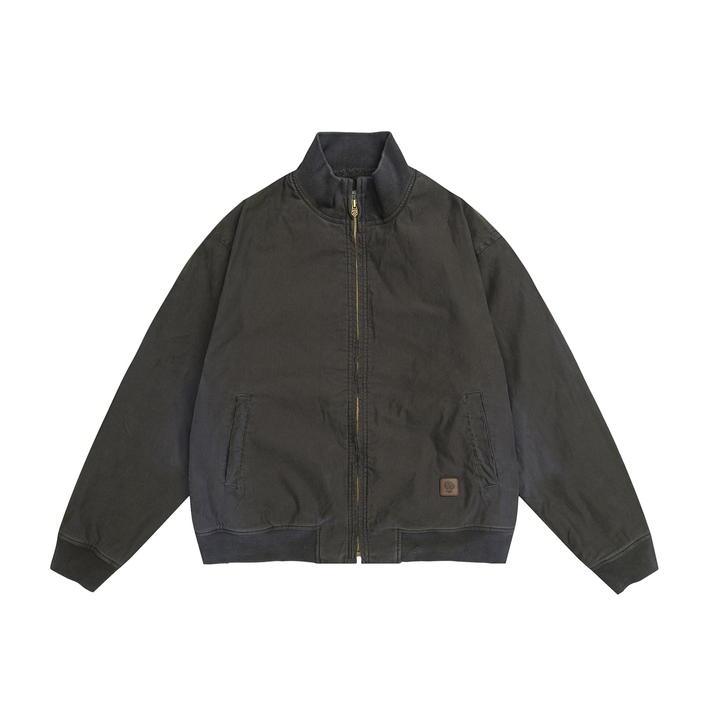 スプレーダイ＆ダメージ加工・裏起毛・スタンドカラーブルゾン　N6221