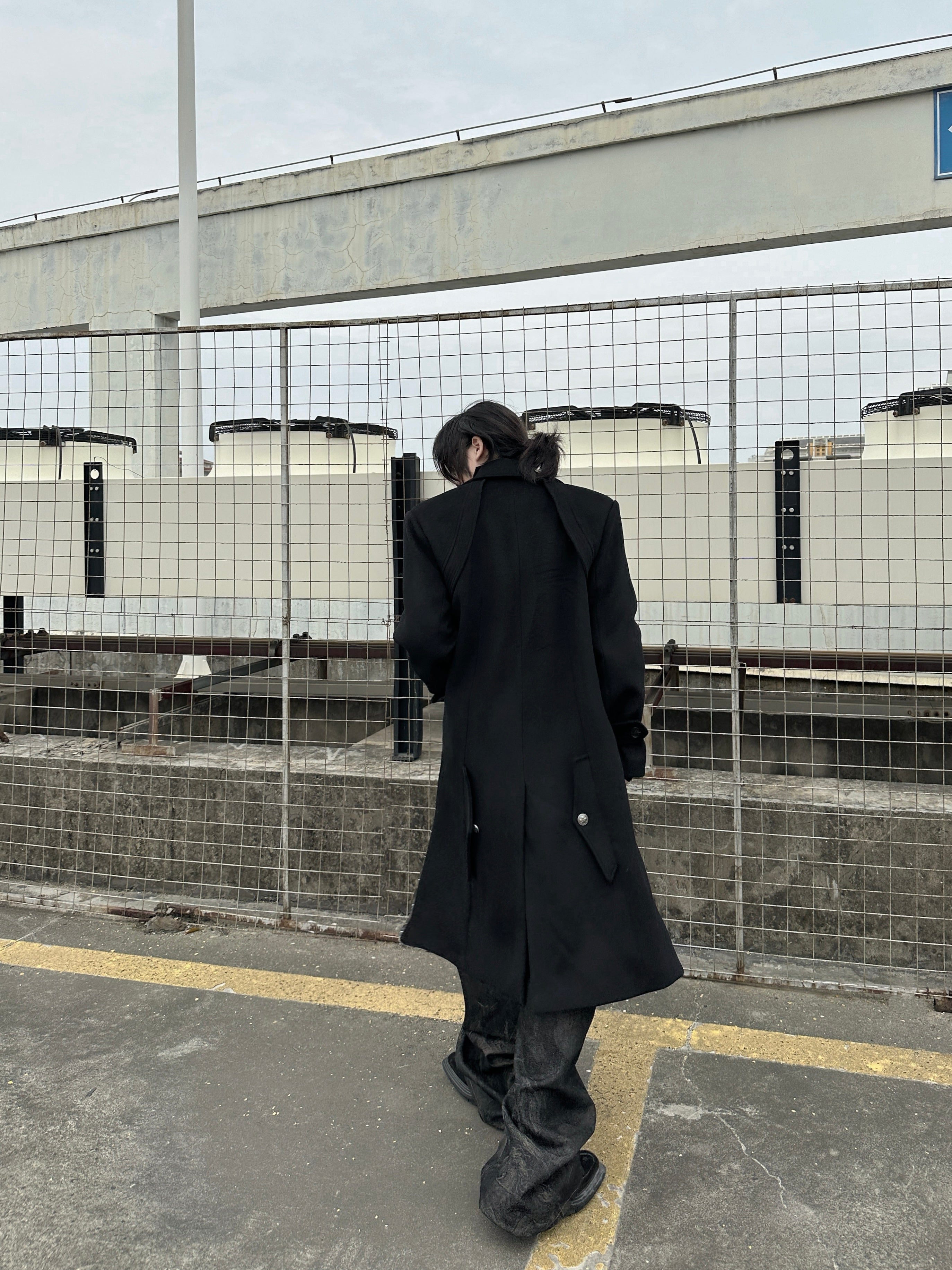 ウールブレンド・レイヤードヨーク・マキシ丈コート N6231