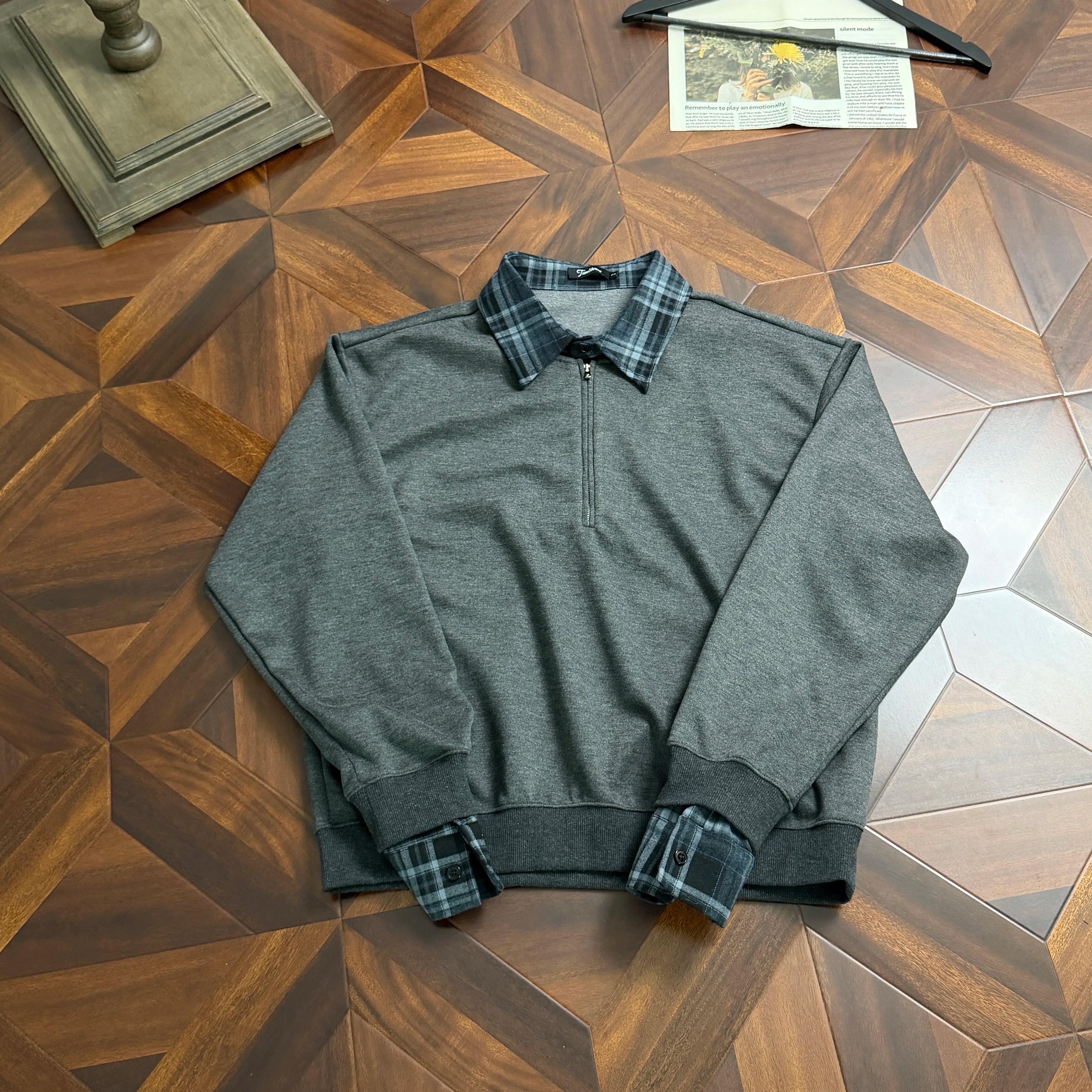 ウール混ハーフジップ ポロスウェット　N6515