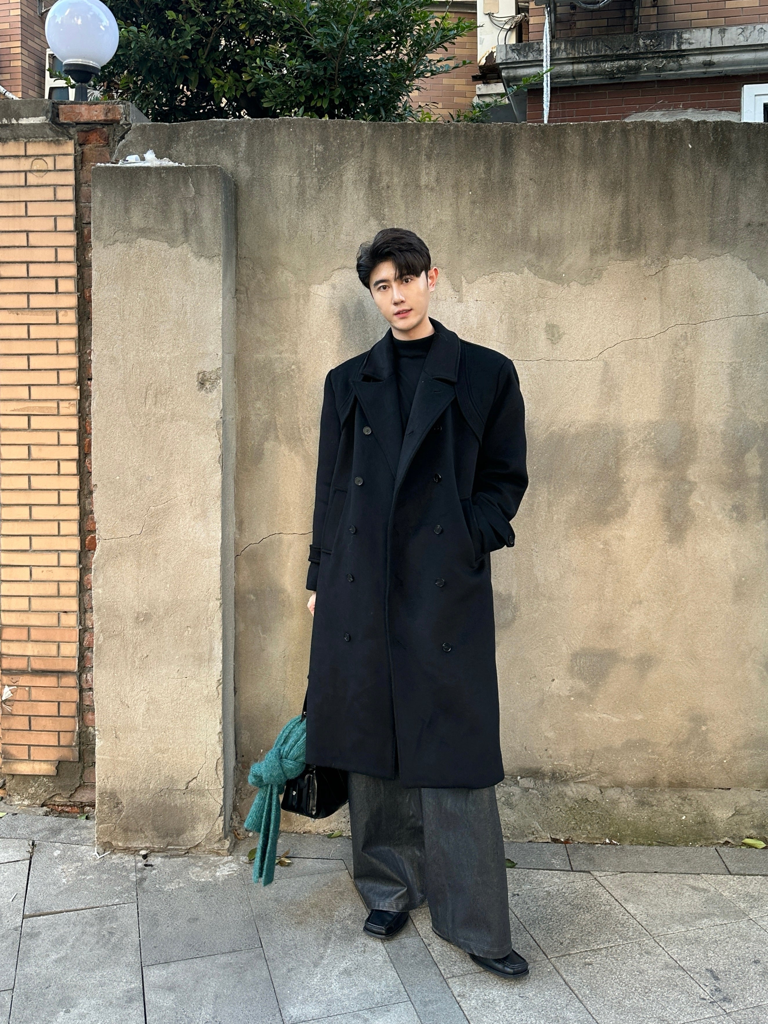 ウールブレンド・レイヤードヨーク・マキシ丈コート N6231