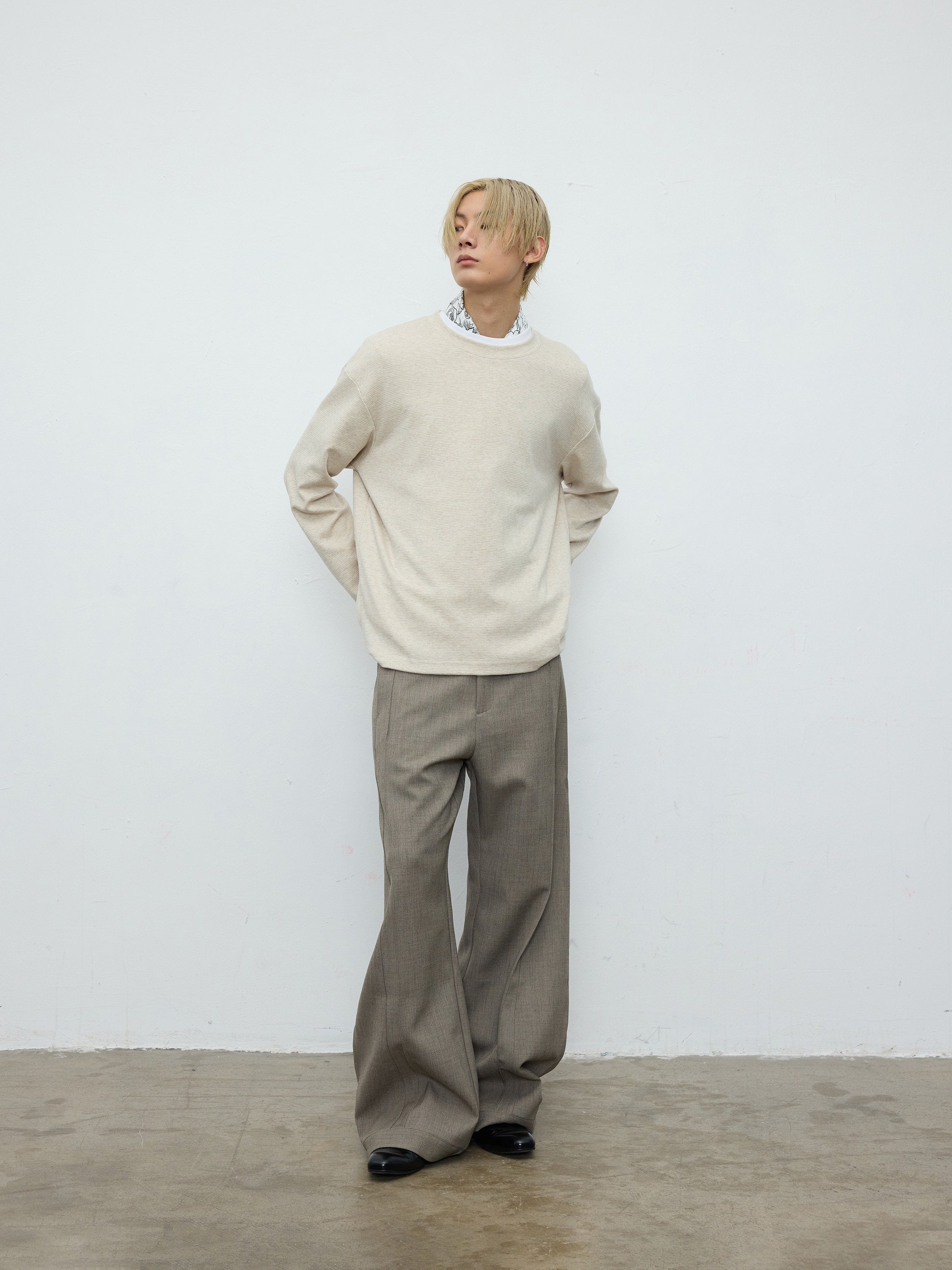 プリーツキルティング テーパードスラックス　N6474