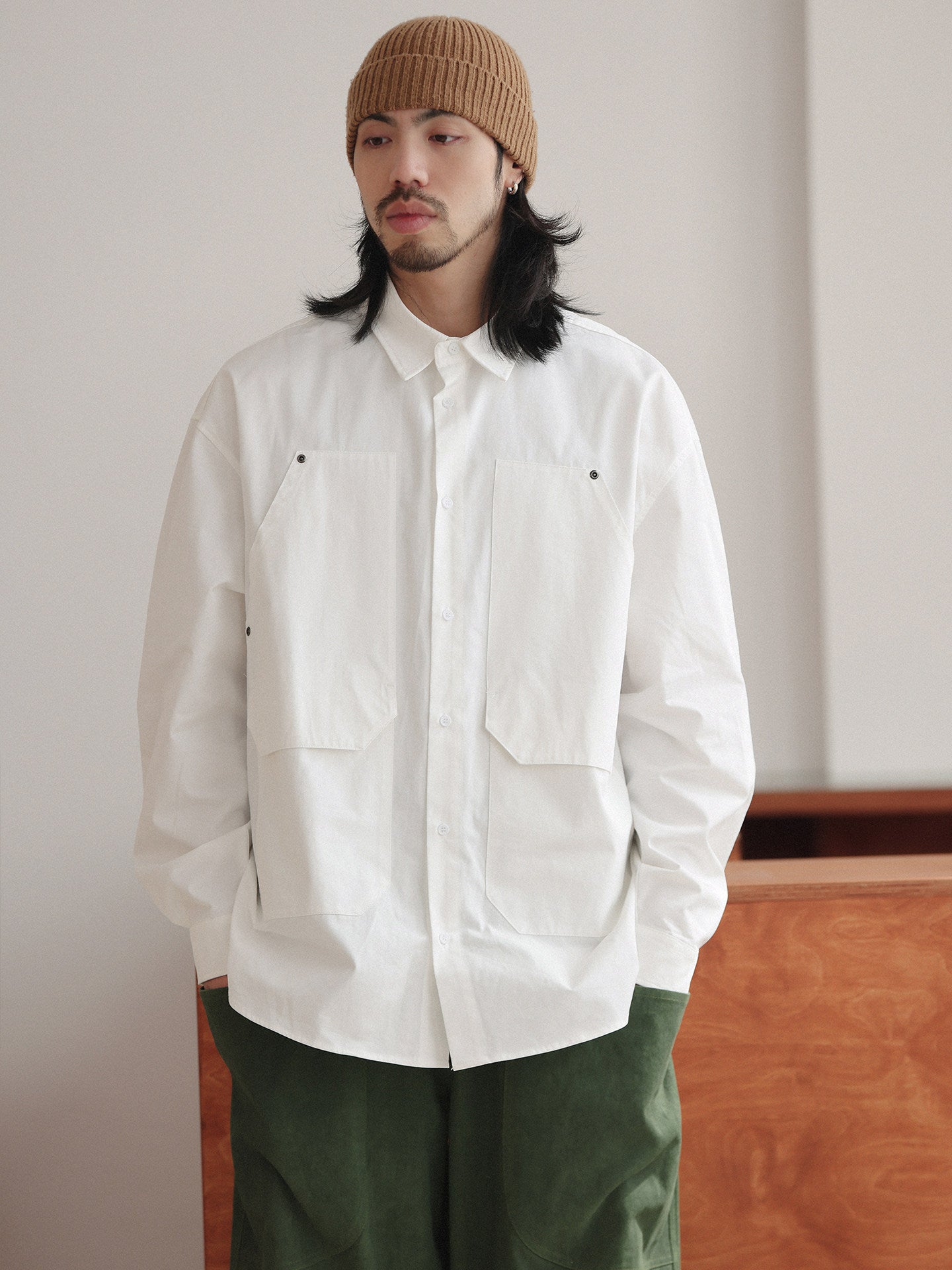 スタッズアクセント ワークシャツジャケット N6724