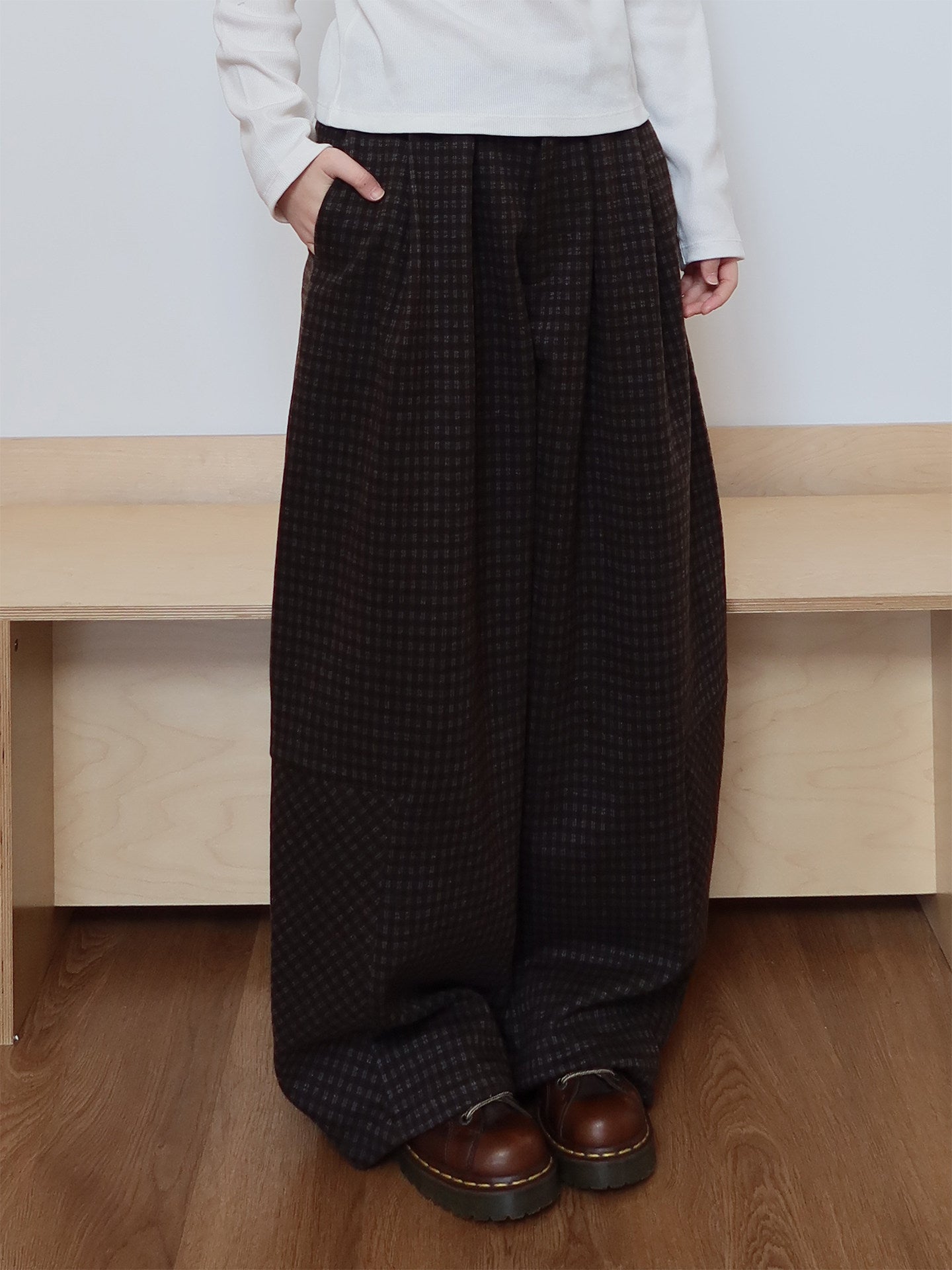 ヴィンテージ起毛チェック カーブパンツ　N6497