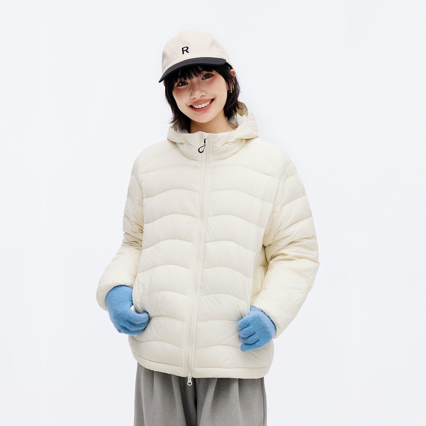 90％ホワイトグースダウン 軽量フーデッドダウンジャケット　N6304