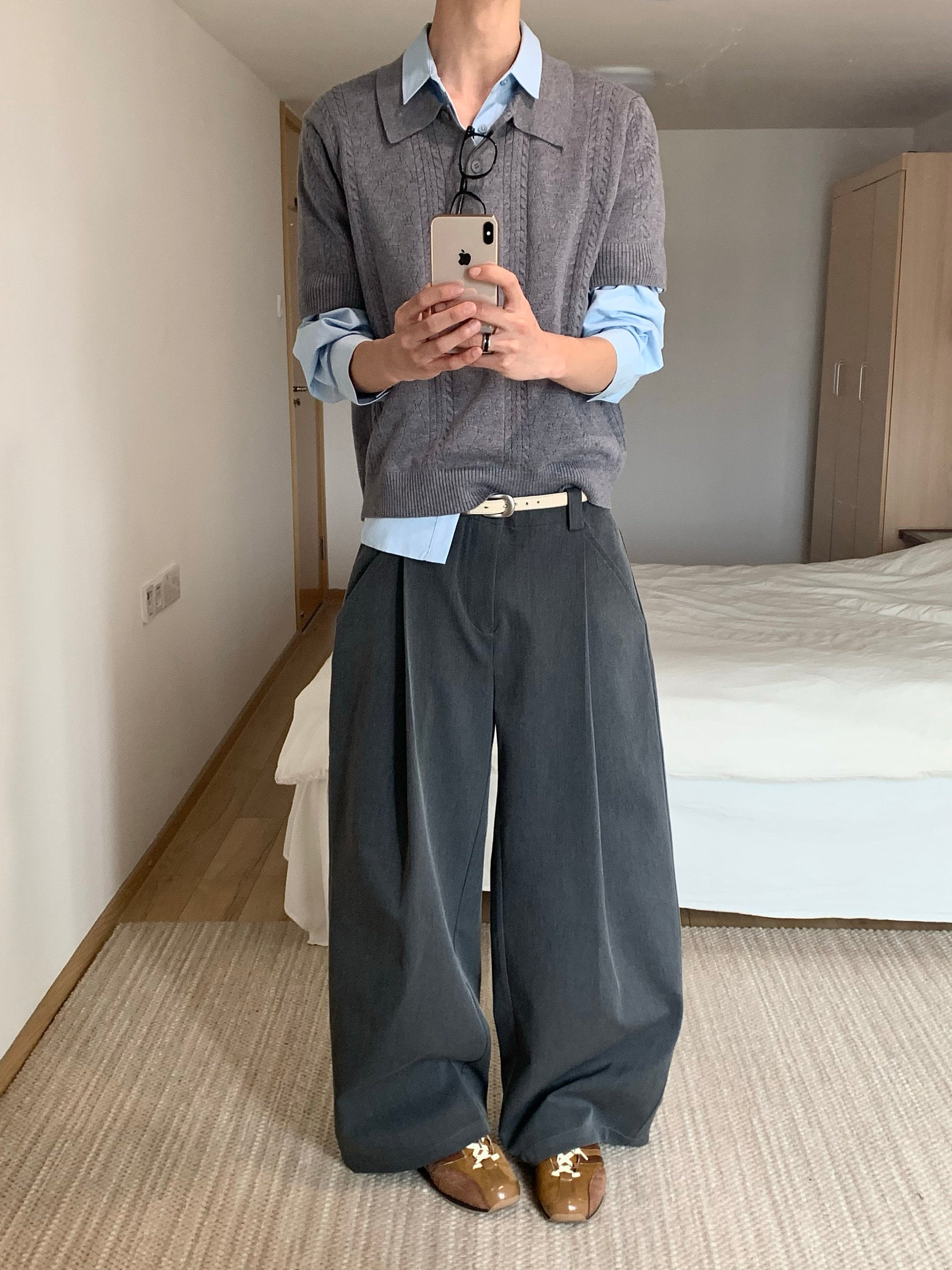 ダブルプリーツ Aライン ドレープスラックス　N6537