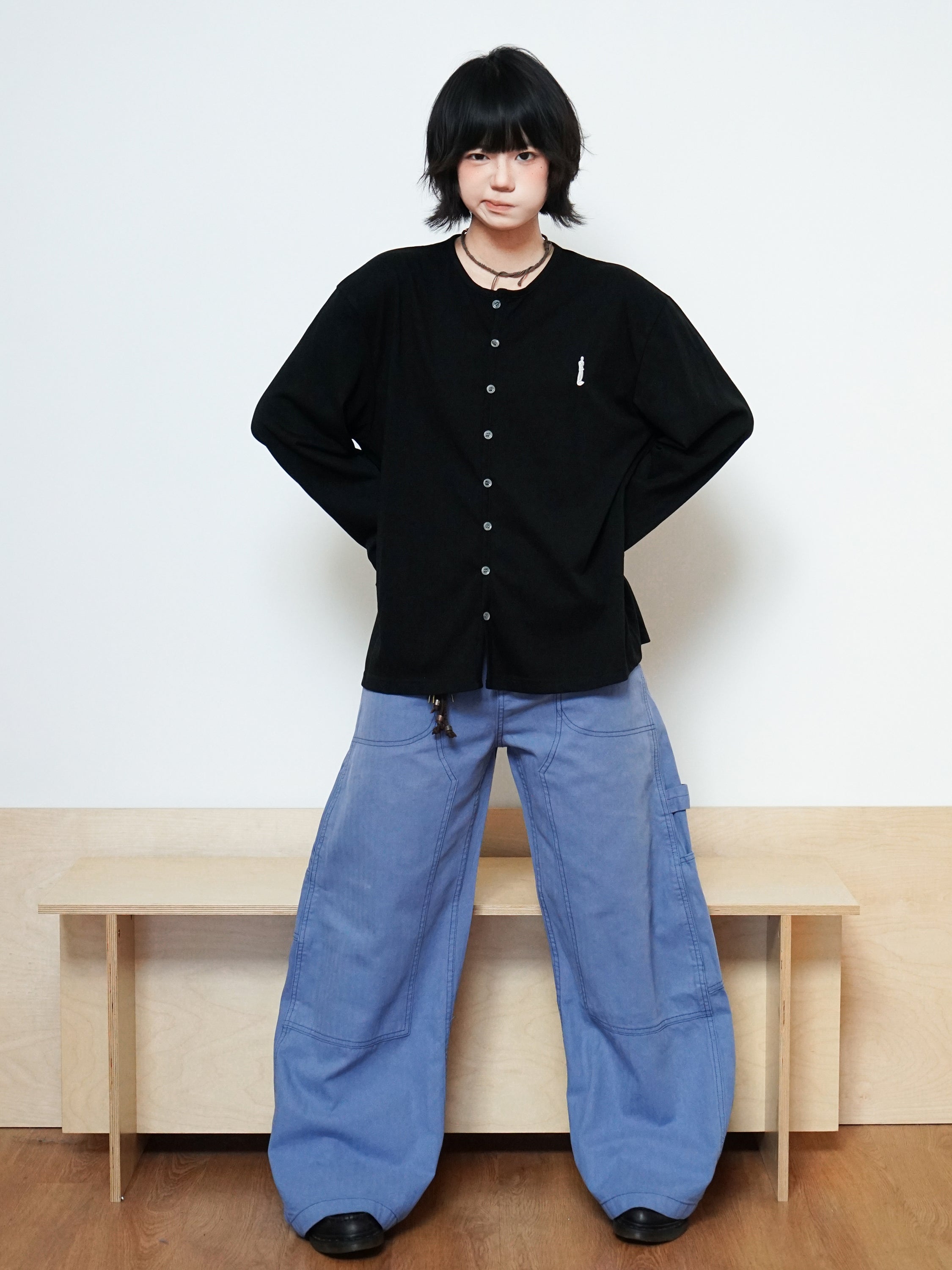 フレンチブルー・3Dカーブ・ワイドレッグデニム N6191