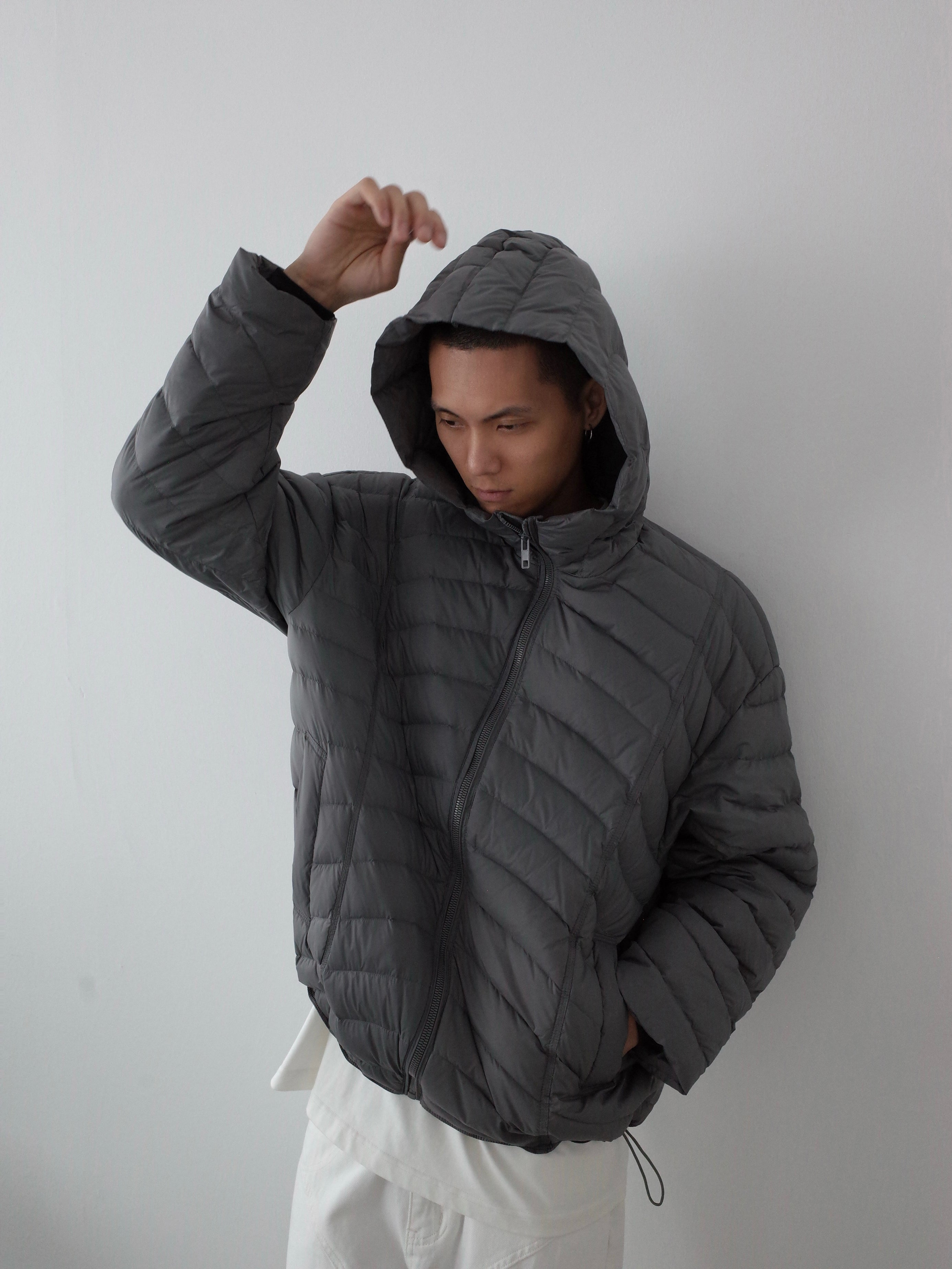 ヘリンボーン・90%ホワイトダックダウン・パファージャケット N6195