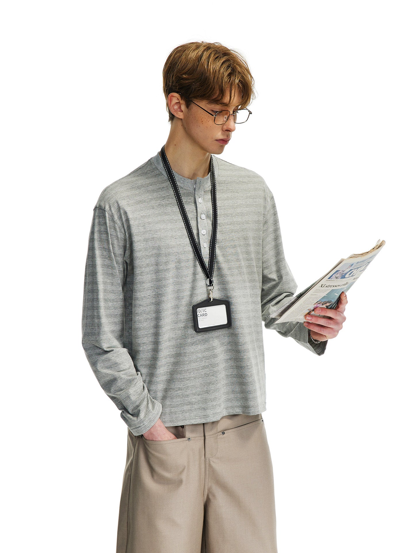 ミニマルストライプ ヘンリーロンT　N6801