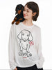 ラインアート・ドッグ グラフィック ロンT / Flower dog print T-shirt   N5607