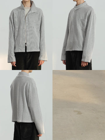 デザインハイネック ポンチストライプシャツ N5899