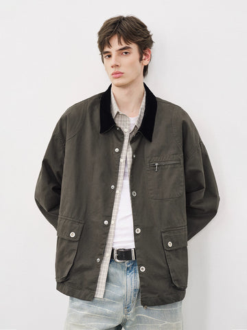 コーデュロイ襟 裏地付きハンティングジャケット N5844