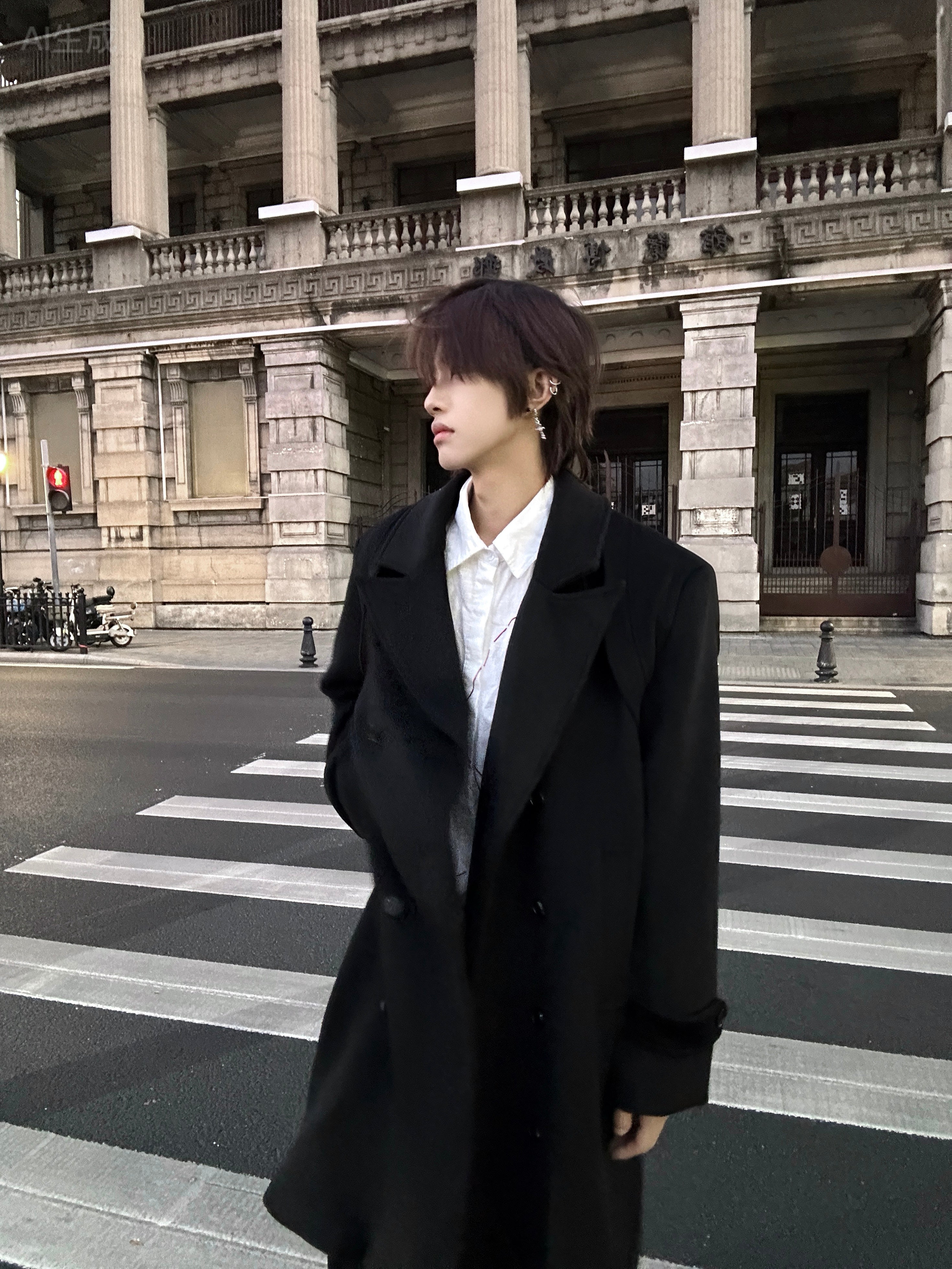 ウールブレンド・レイヤードヨーク・マキシ丈コート N6231