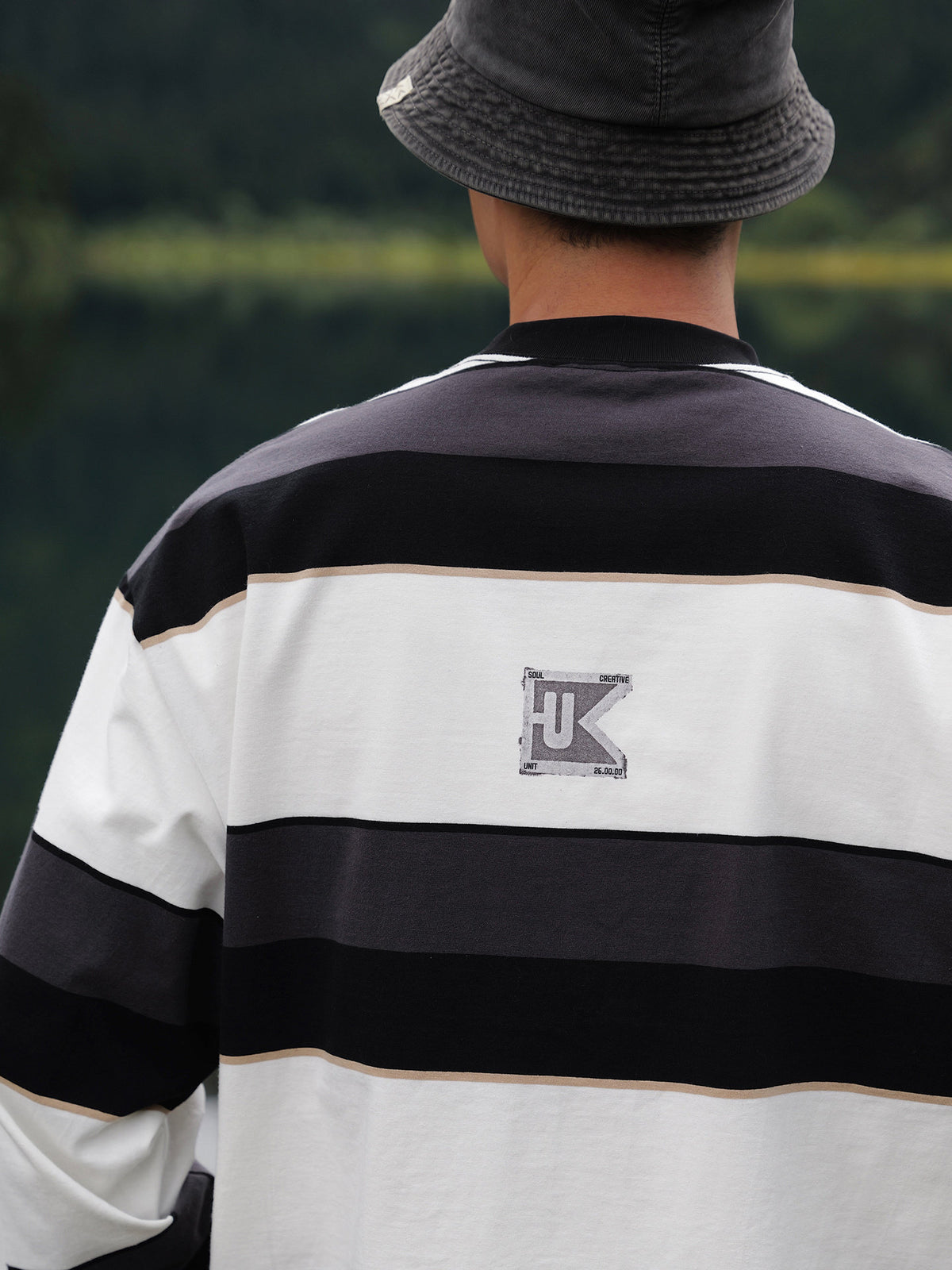 ワイドボーダー刺繍ロングTシャツ N7299