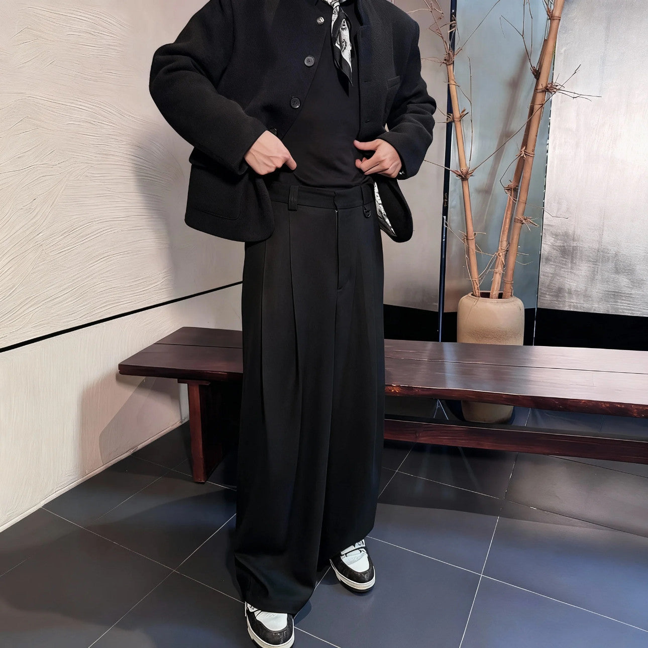 ウール×テンセル ラグジュアリードレープスラックス　N6558