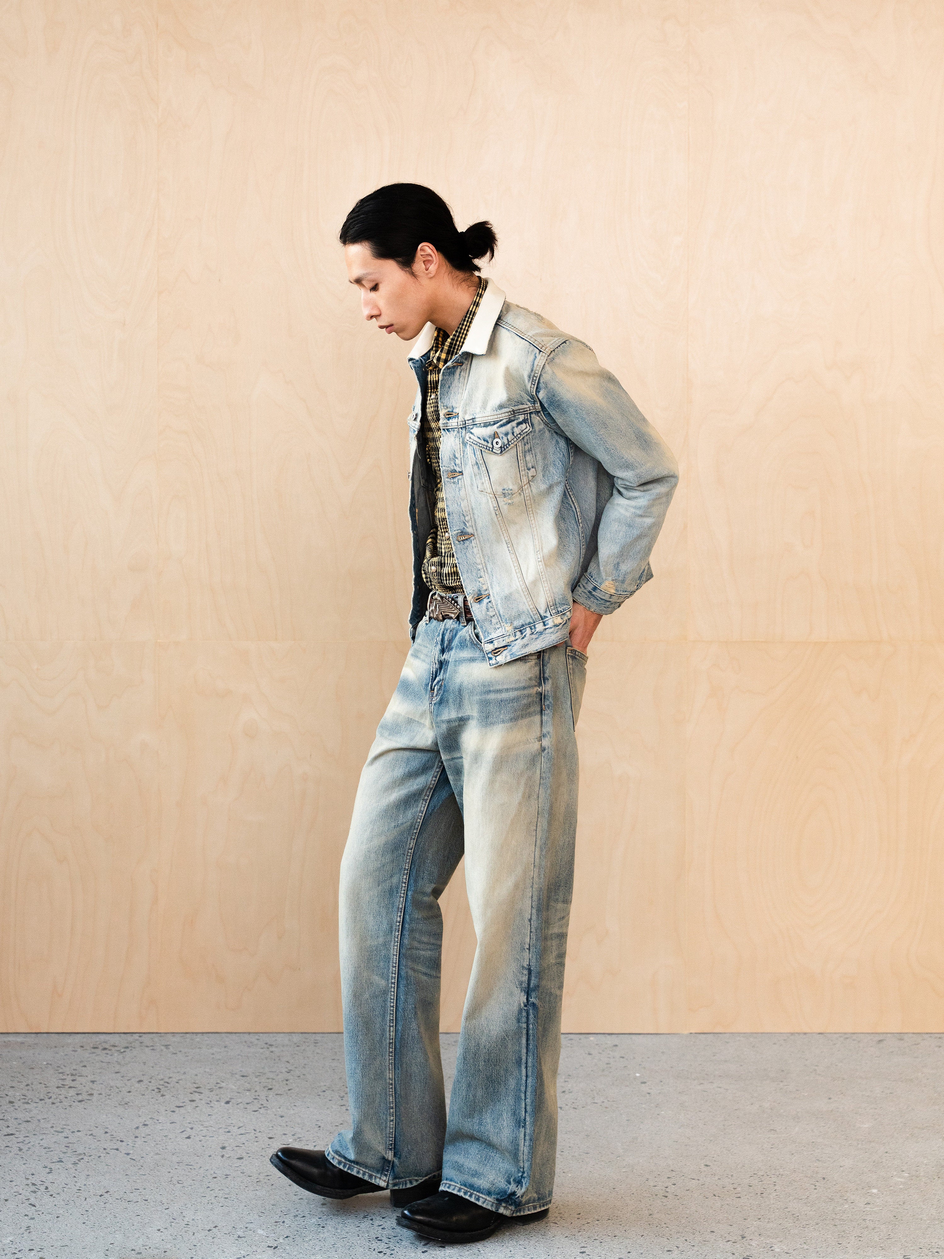 646ネバダウォッシュ ルーズストレートデニム　N6582