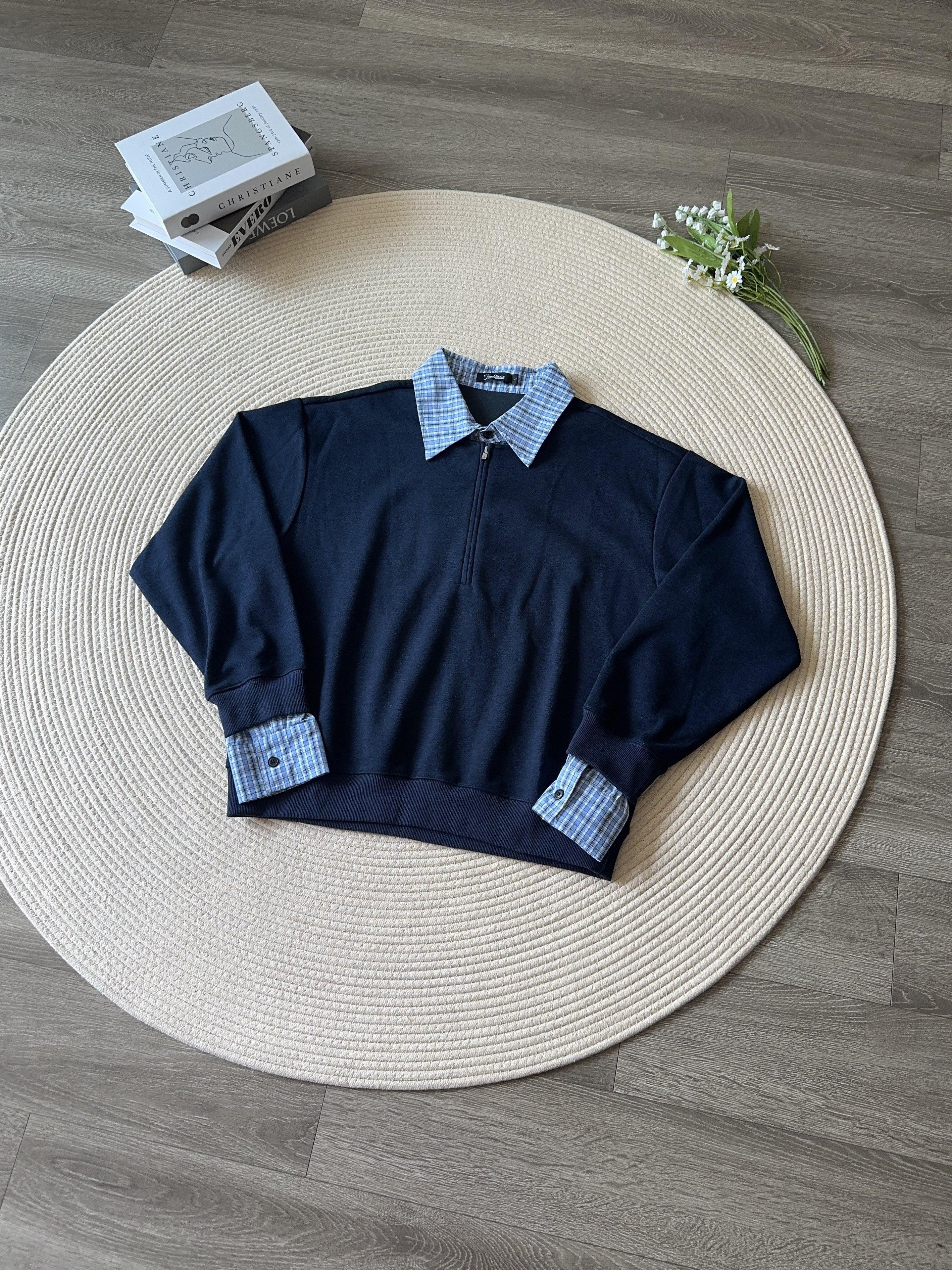 ウール混ハーフジップ ポロスウェット　N6515