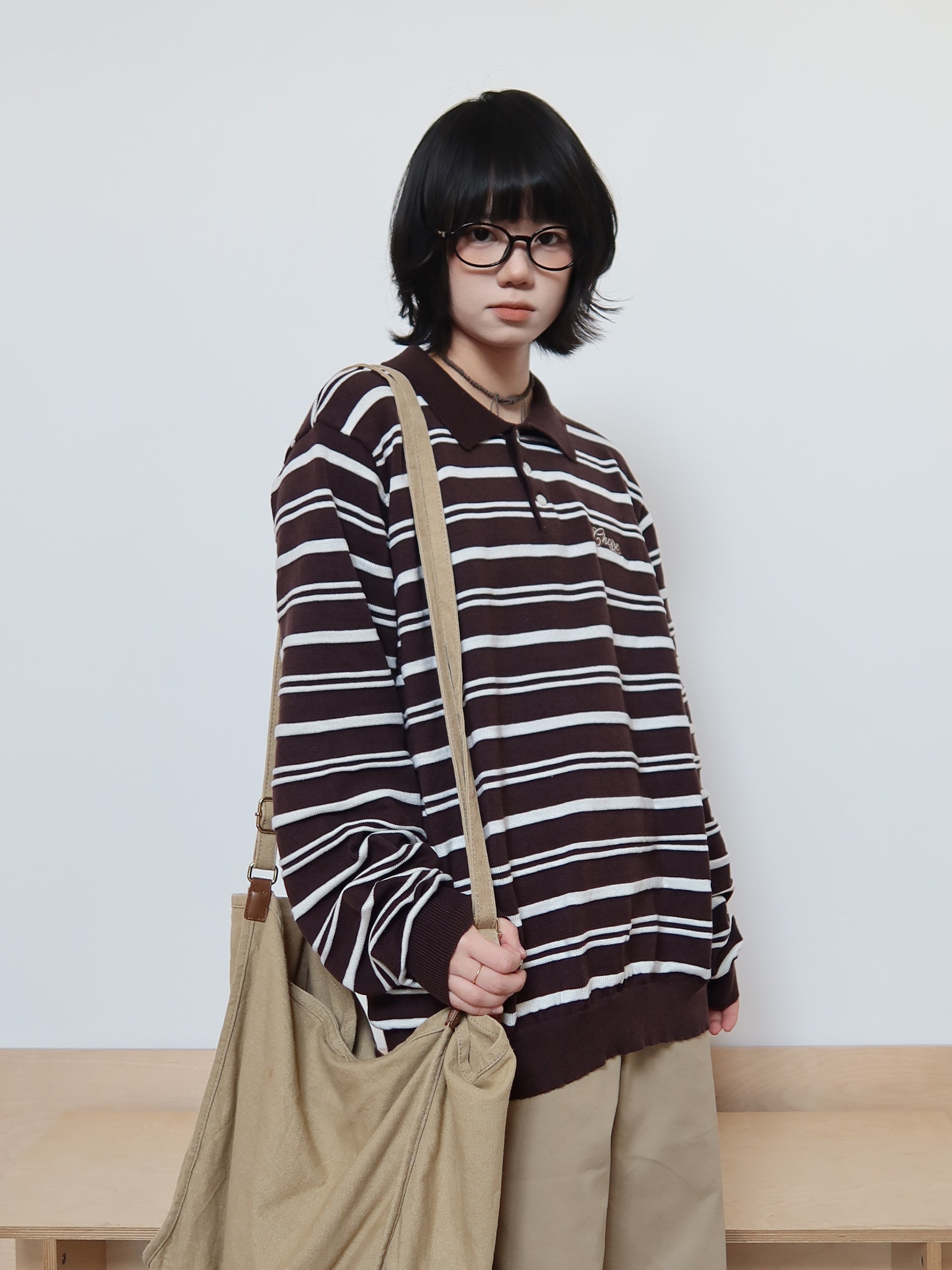 クラシックボーダー ニットポロプルオーバー N6408