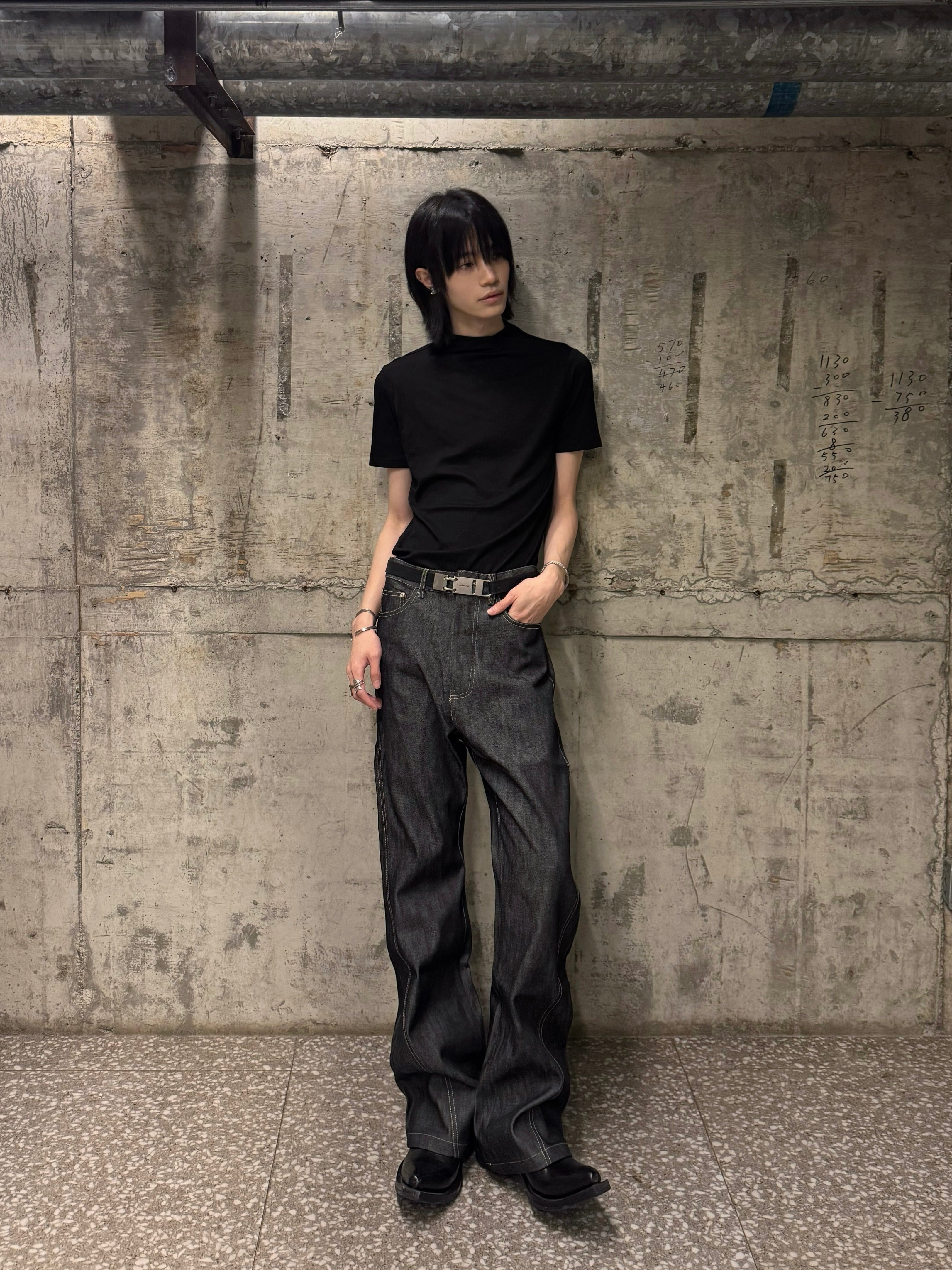 13ozリジッド・ホースヘアパッチ・フレアデニム　N6149