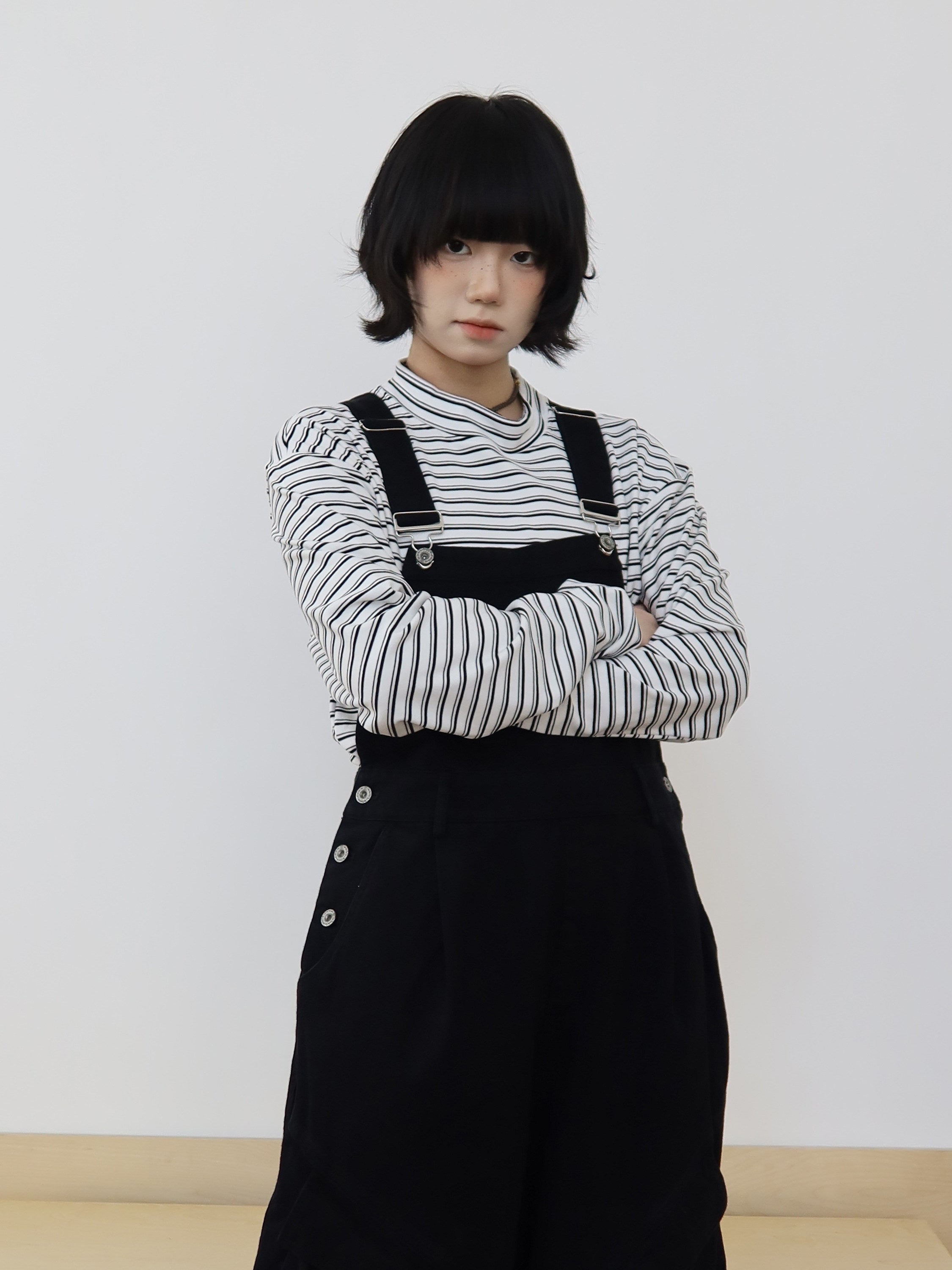 ウォッシュド デニム オーバーオール ワークパンツ　N6495