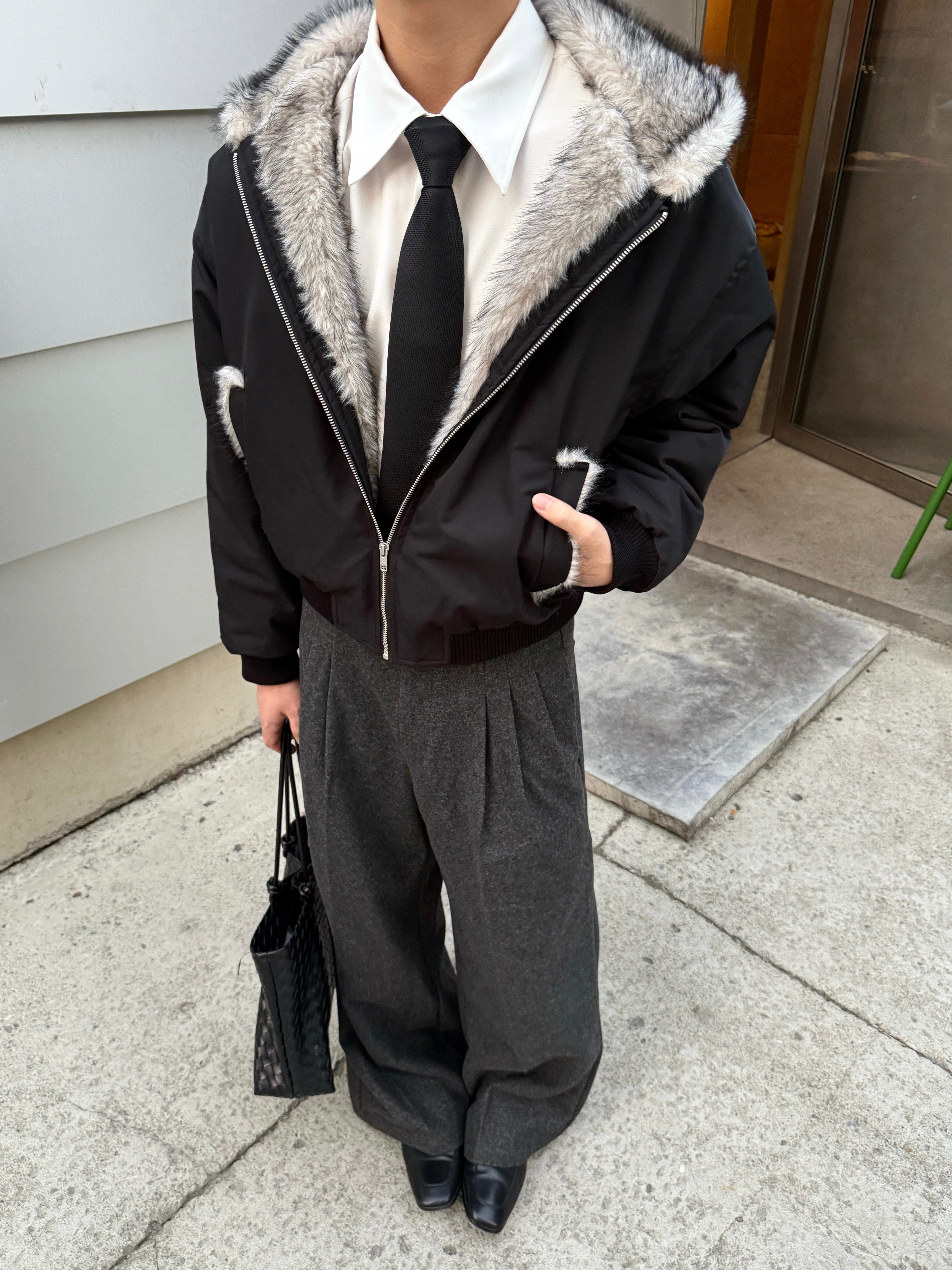 【機能性ウェア】1500g中綿 “防寒”ショートパフジャケット　N6519