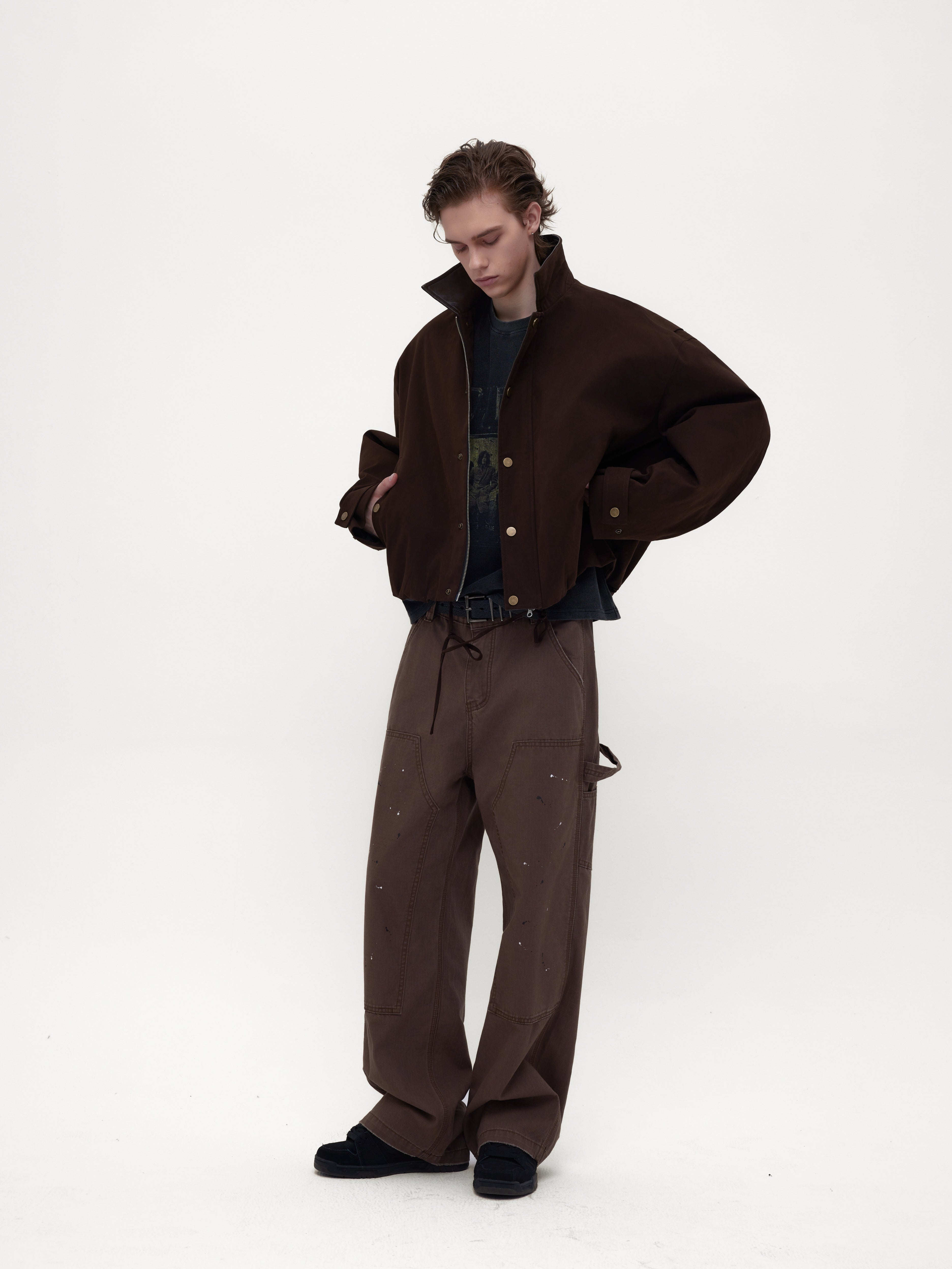 レザーカラーバーンコートジャケット　N6232