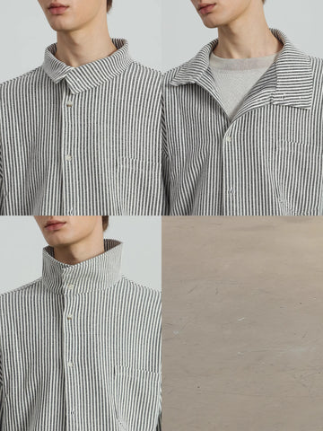 デザインハイネック ポンチストライプシャツ N5899